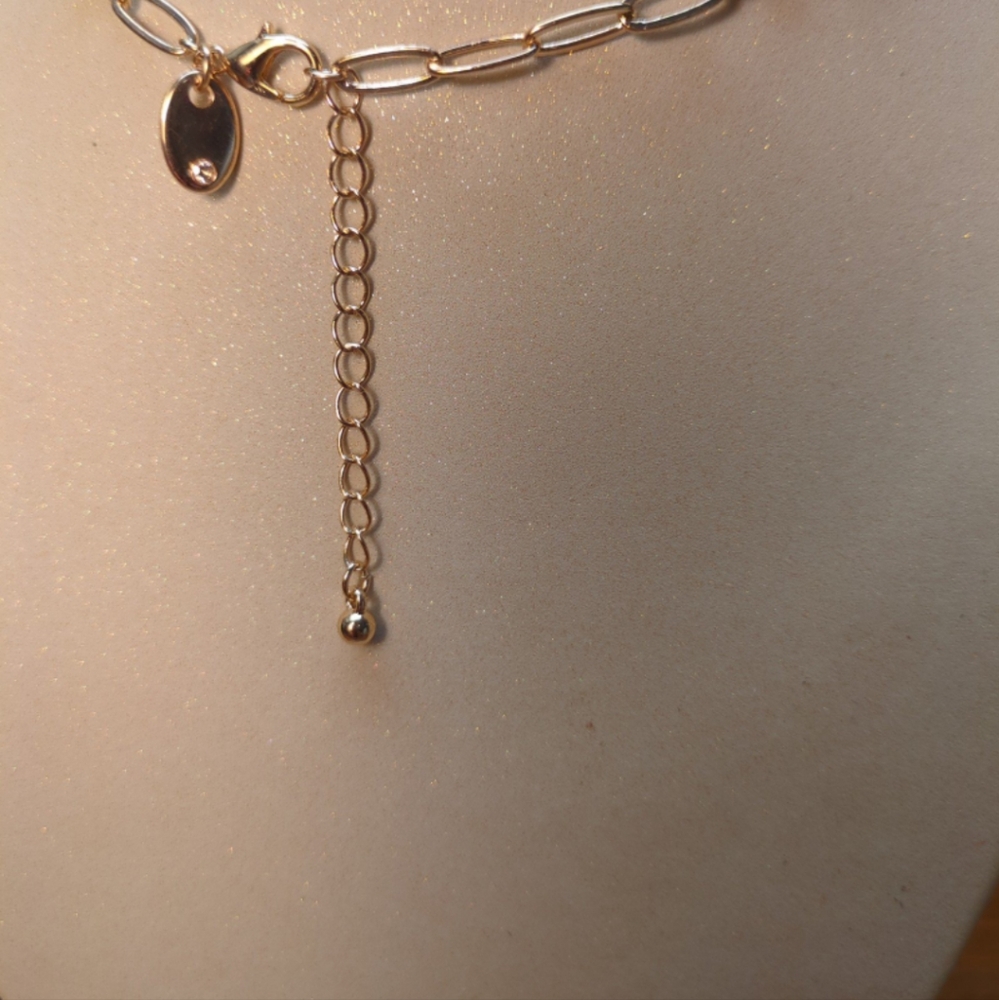 Chic 2PC Initial 'S' Jewelry Set, Sparkly Necklace & Hoop Earrings Goldtone Glam - Picture 4 of 7